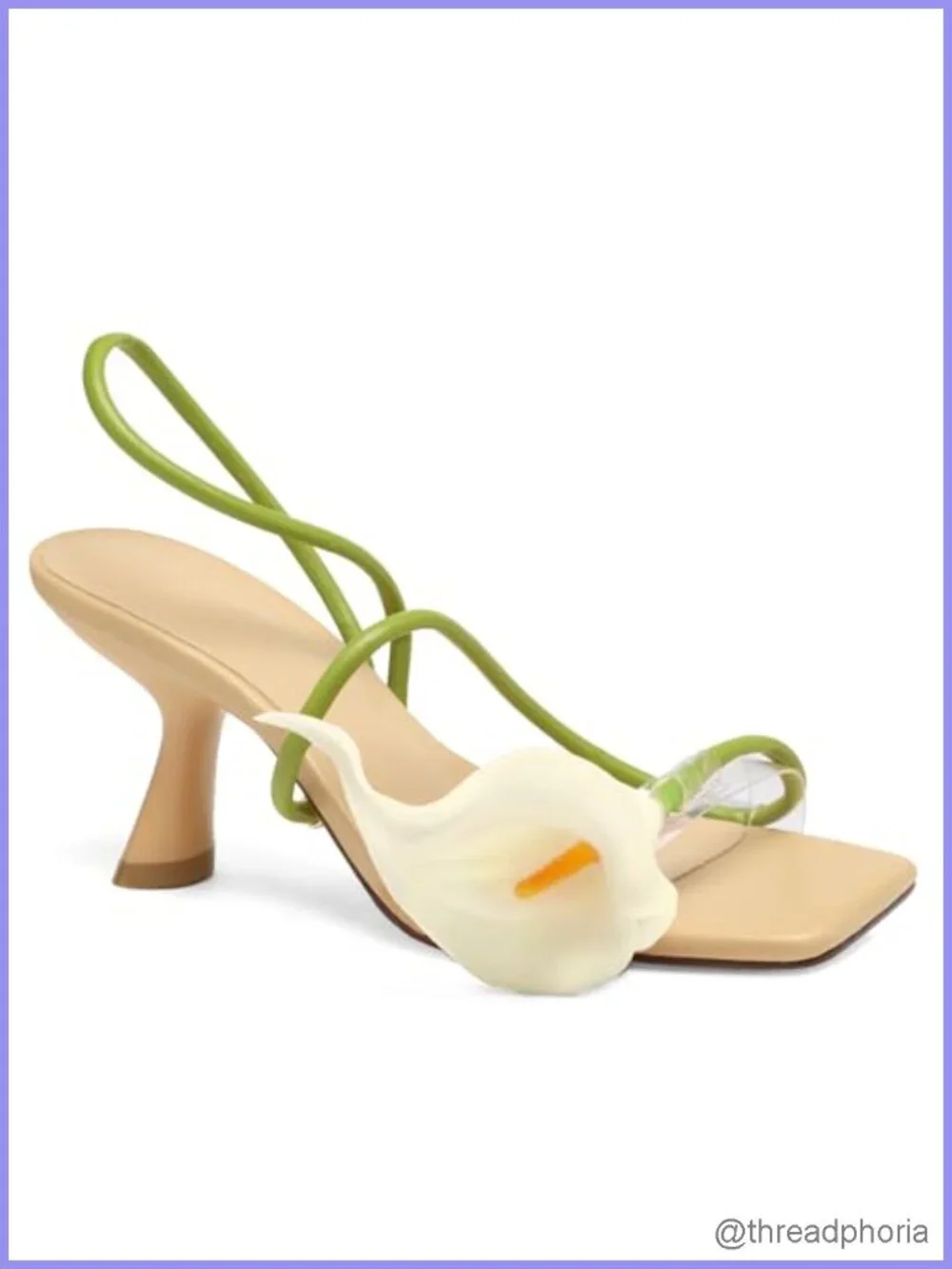 Flower Kitten Heels Strappy Sandals Square Toe Ankle Strap Low Heel